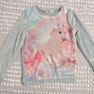 H&M Girl’s Mint Green Unicorn Fleece Sweatshirt size 8-10Y